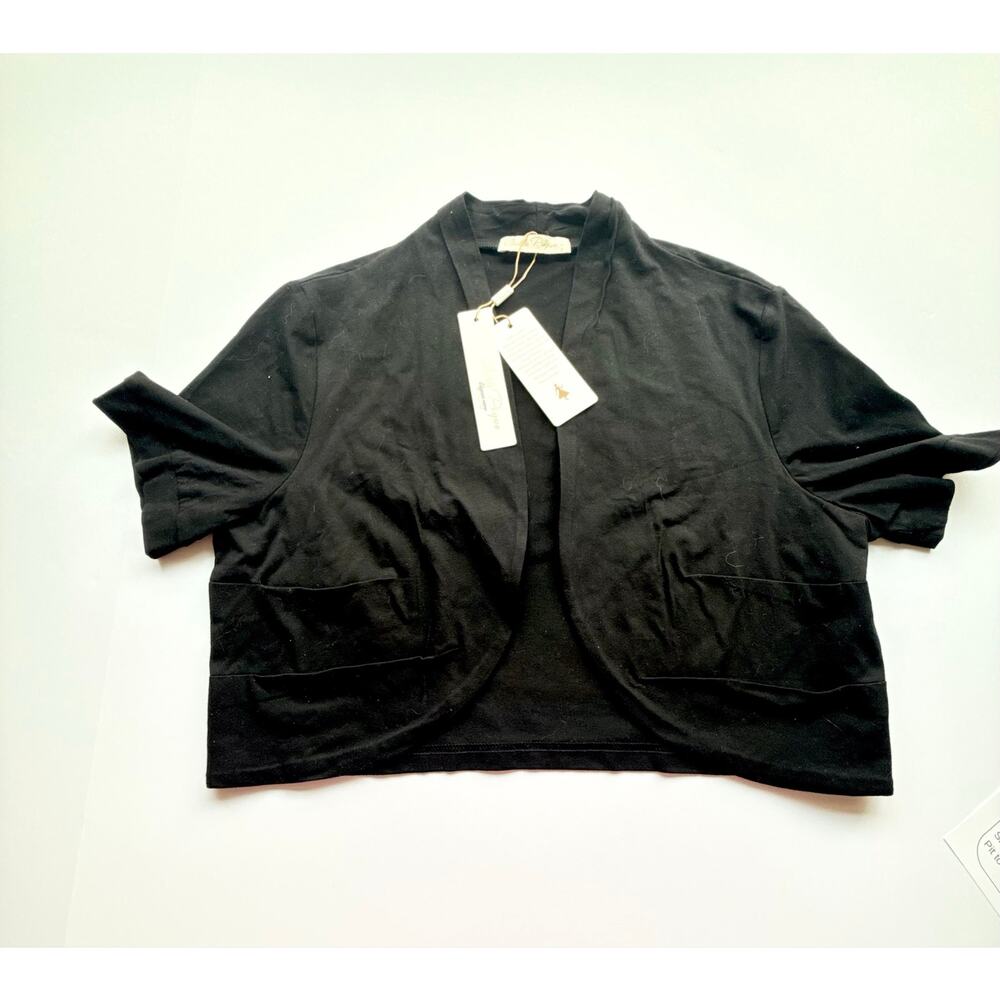 Belle Papeon Signature Black Cropped Cardigan NWT Size L - Picture 7 of 10